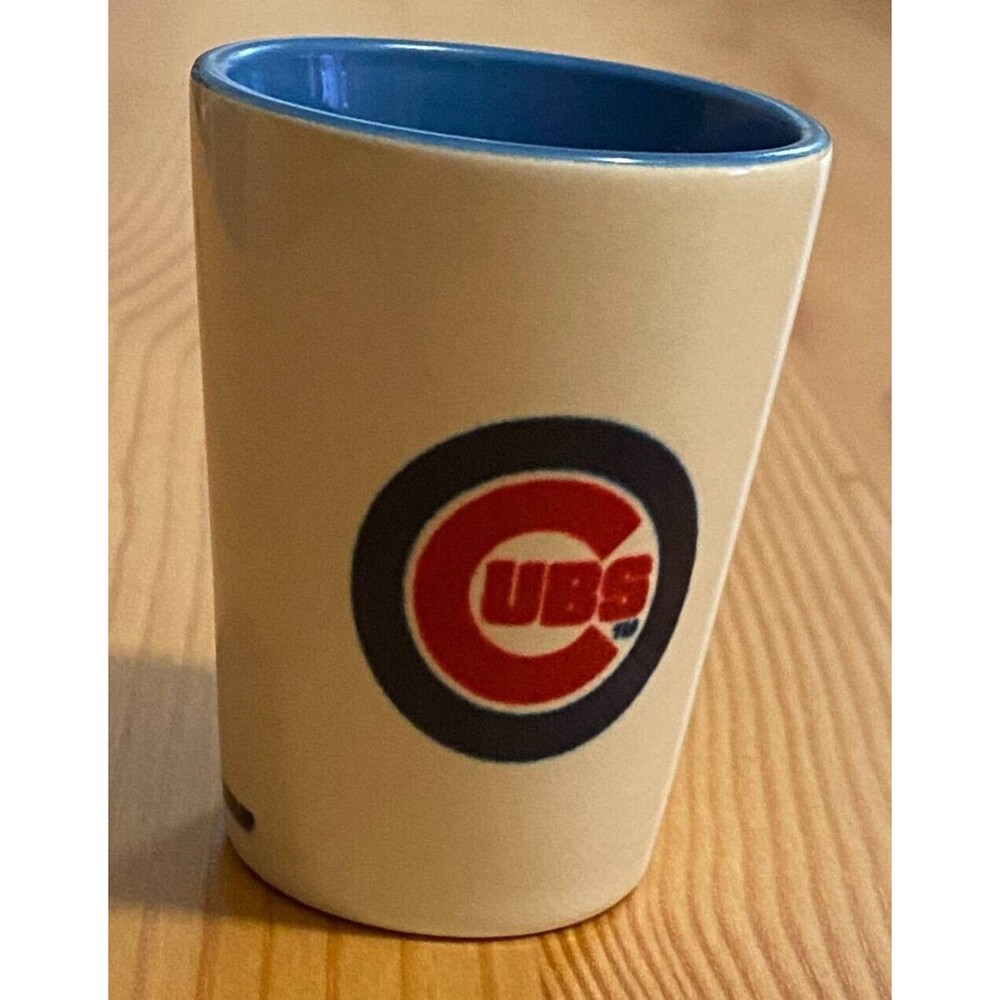 Chicago Cubs Shot Glass Ceramic White Logo  MLB 2.5" Tall EUC
